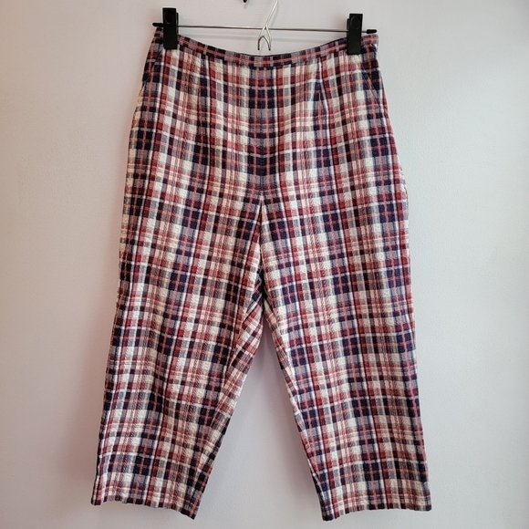 Vintage Talbots Seersucker  Cropped Pants Size 8 Petite - Picture 1 of 4